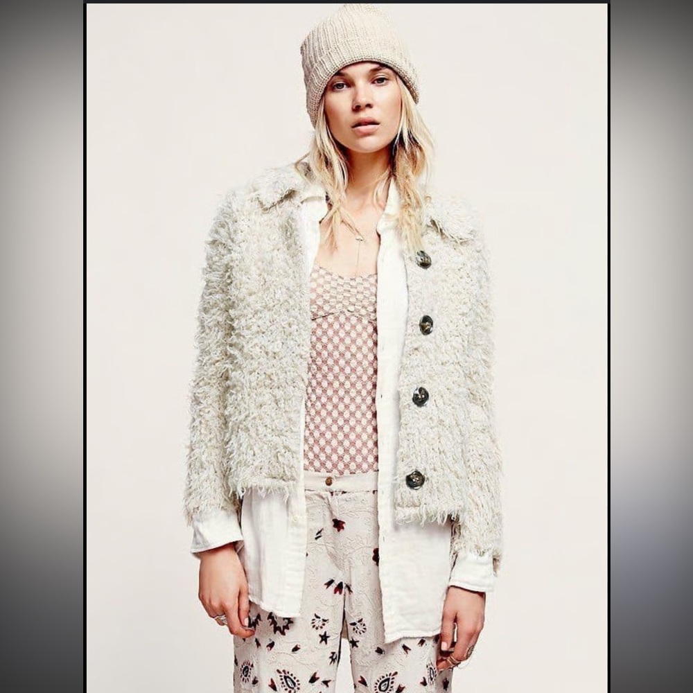 Free People Sweet Disposition Shaggy Cream Cardigan Sweater women’s S